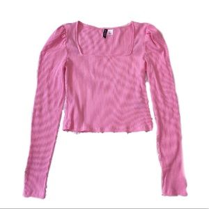 H&M Neon Pink Ribbed Long Sleeve Top